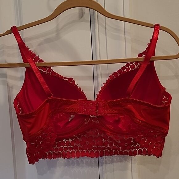ADRIENNE  Vittavini  sz 36C red lace lightly padded bra - Picture 3 of 7